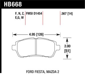 Mazda 2 Brake Pads - Front - Hawk Performance - DTC-60 - `11-`12